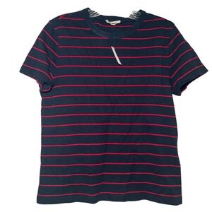 NWT Madewell The Perfect Crewneck Tee in Allday Jersey blue Red striped women xs